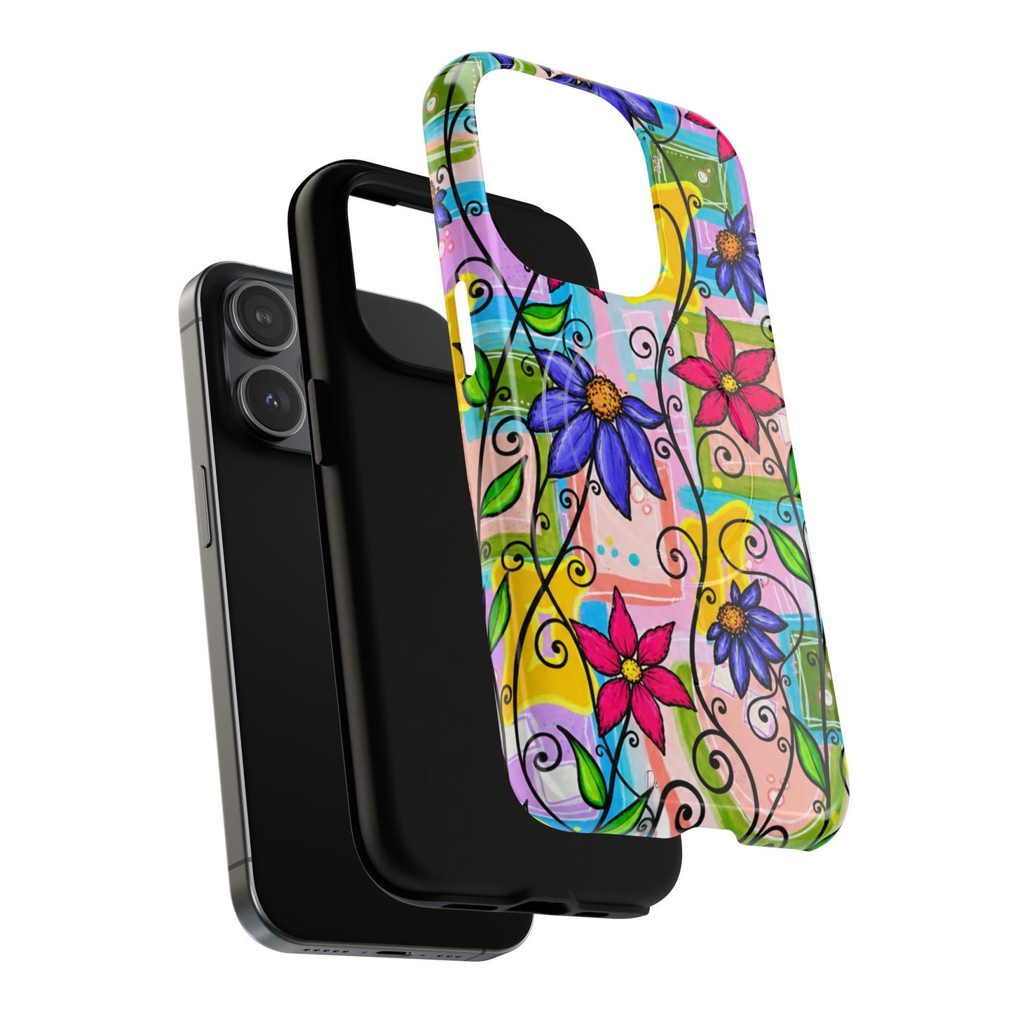 Magnetic Tough Phone Case — Colorful Floral Swirl Design