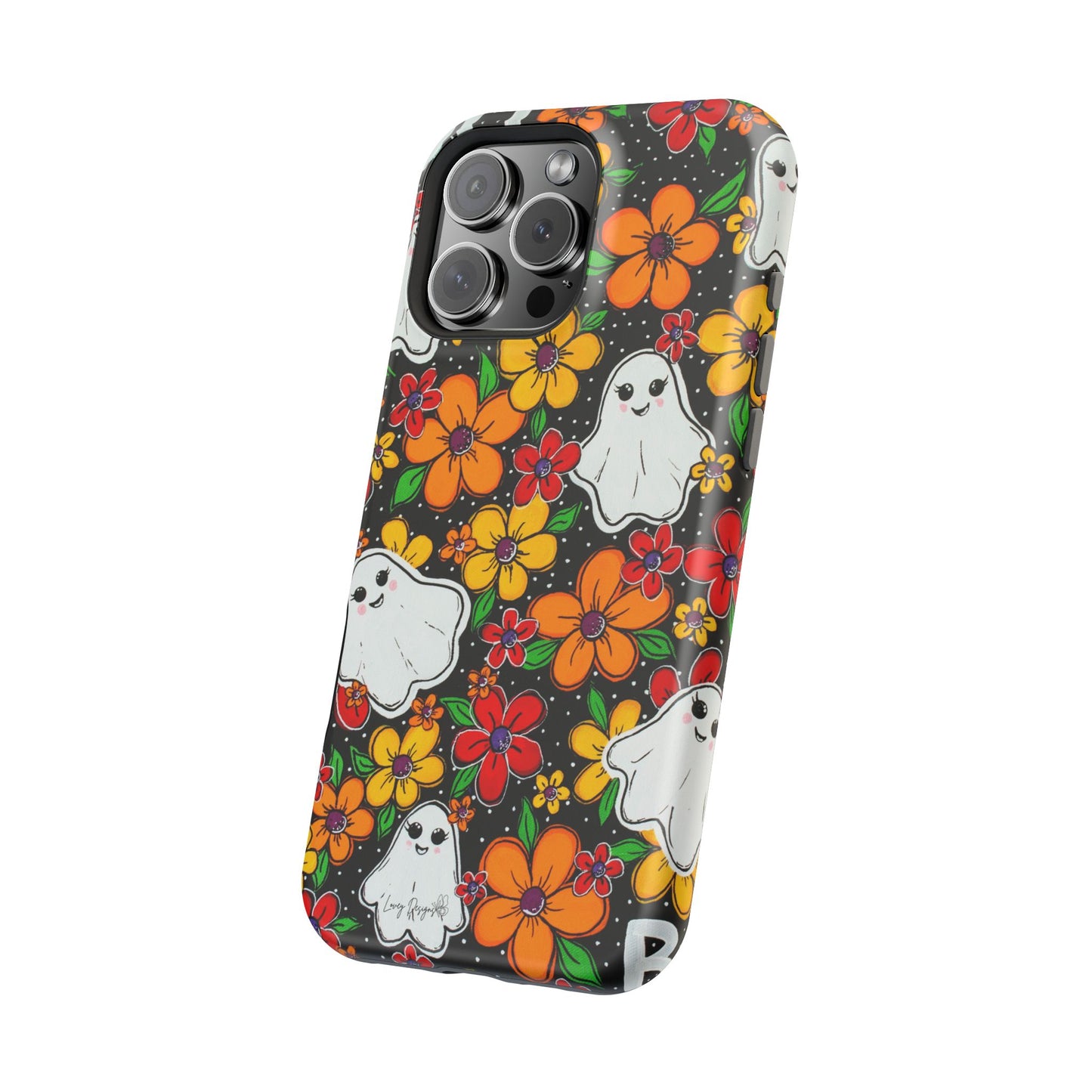 Halloween Phone Case with Ghosts and Flowers Design - Phone Case
