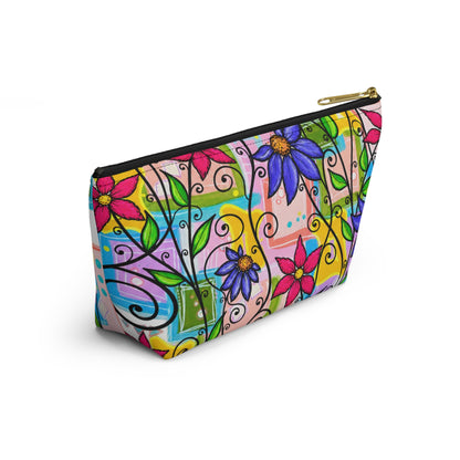 Colorful Floral Accessory Pouch — T‑Bottom Makeup & Travel Organizer