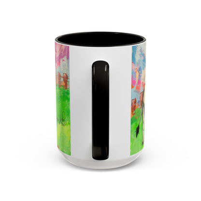 Colorful Cow Farm Art Mug (15oz) — Bright Pasture Ceramic Coffee Cup