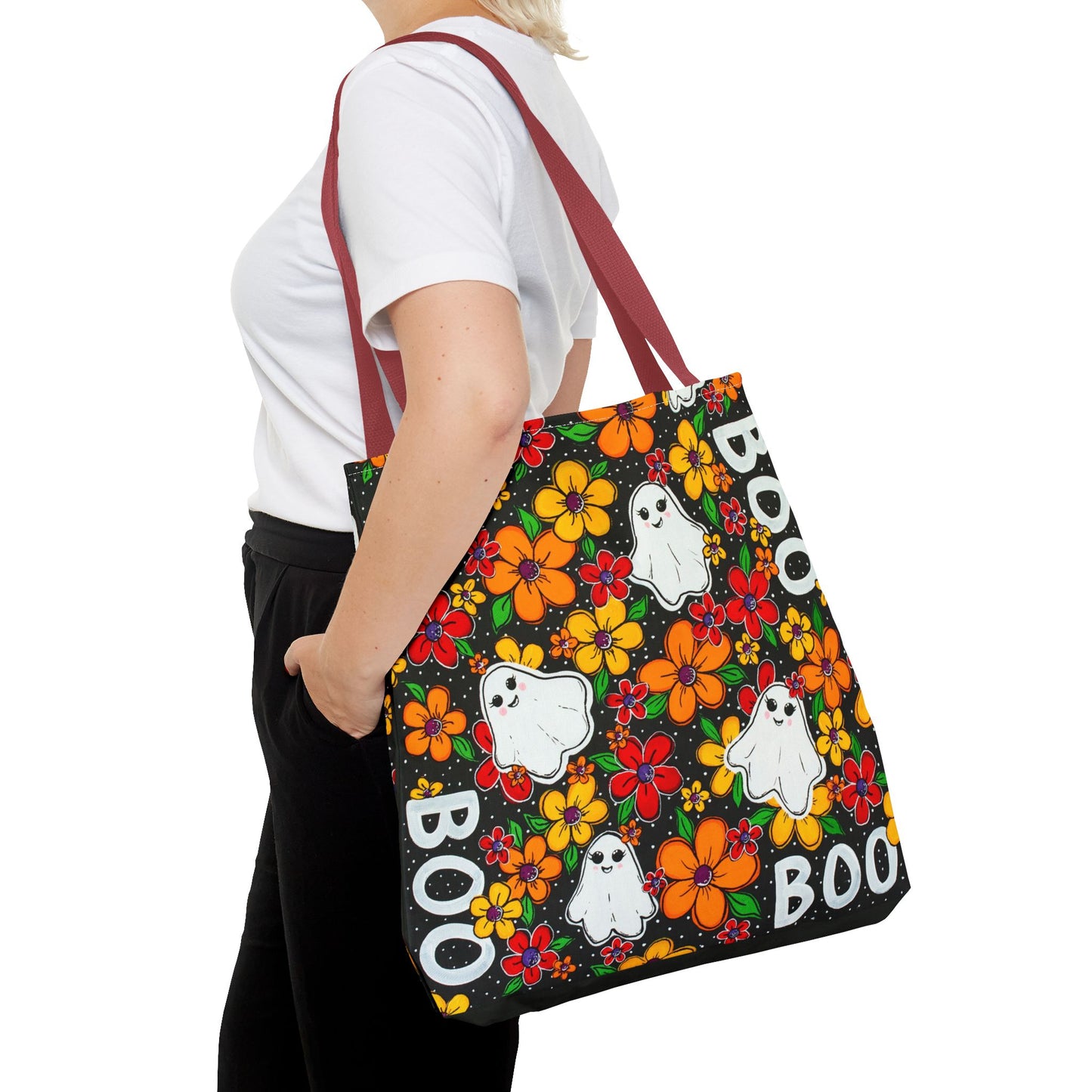 Halloween Ghosts in the Garden Tote Bag — Fall Season AOP Tote