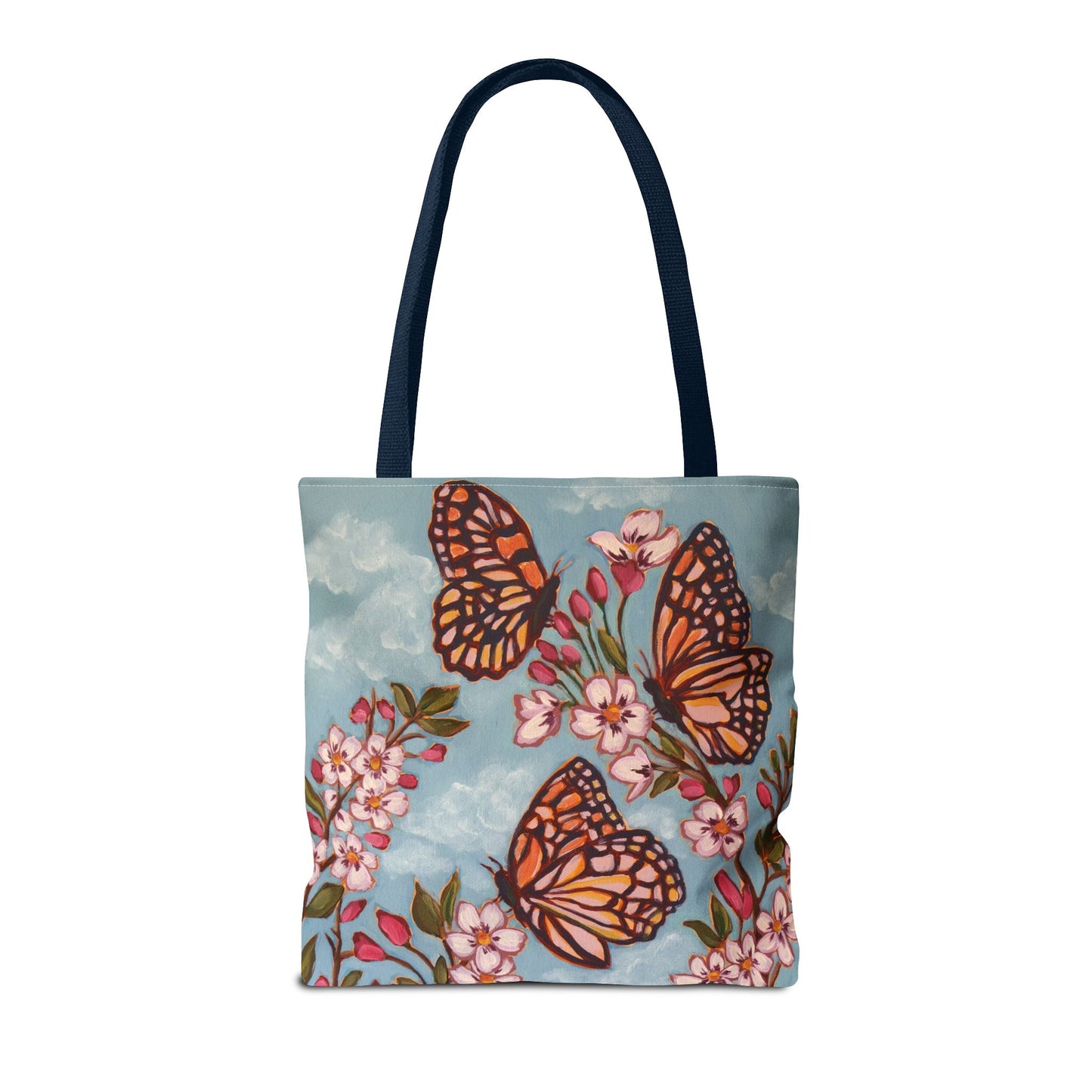 Monarch Blossom Tote Bag — Floral Butterfly All-Over Print