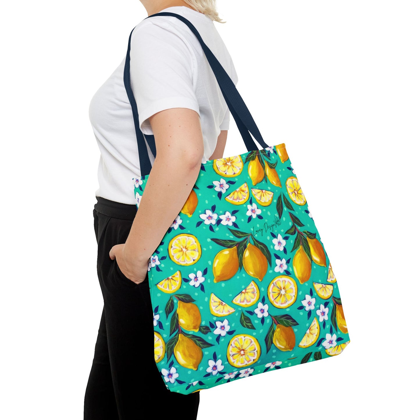 Lemon Blossom Tote Bag — Vibrant Citrus All-Over Print