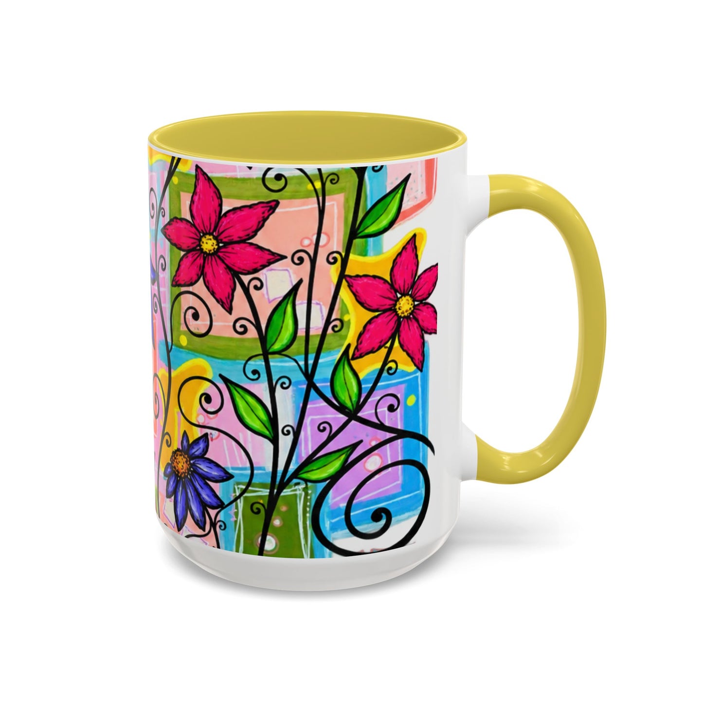 Colorful Floral Art Mug – Vibrant Hand-Painted Flowers (11oz, 15oz)