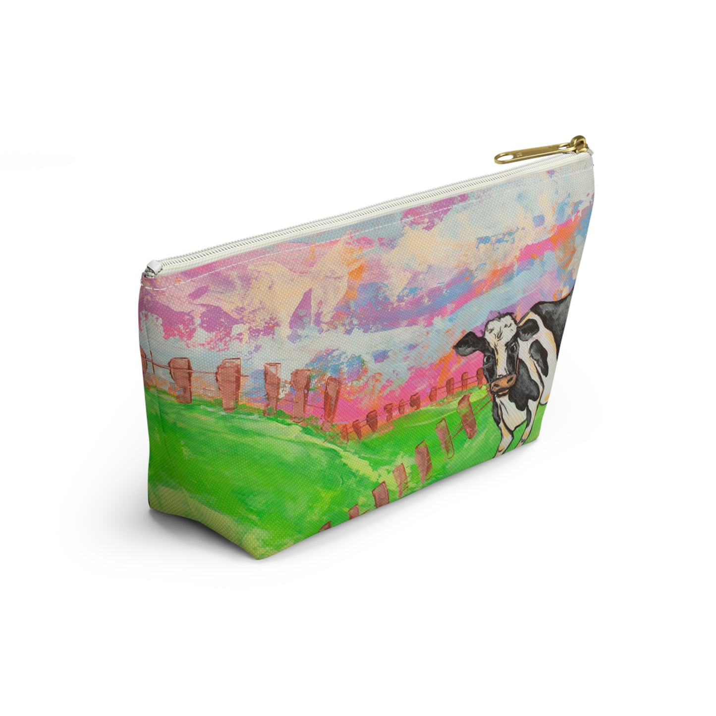 Cow Pasture Accessory Pouch — Colorful Farm Animal Makeup Bag