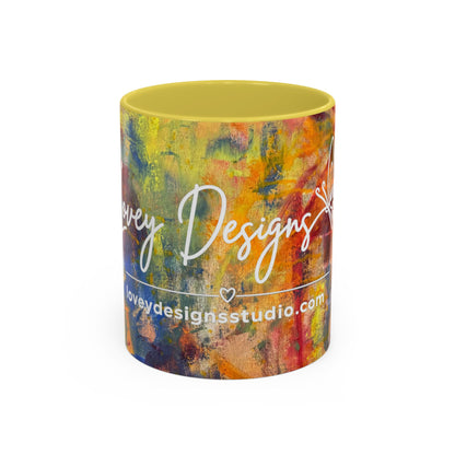 Colorful Abstract Art Mug (11oz & 15oz) — Hand-Painted Vibe, Logo Accent
