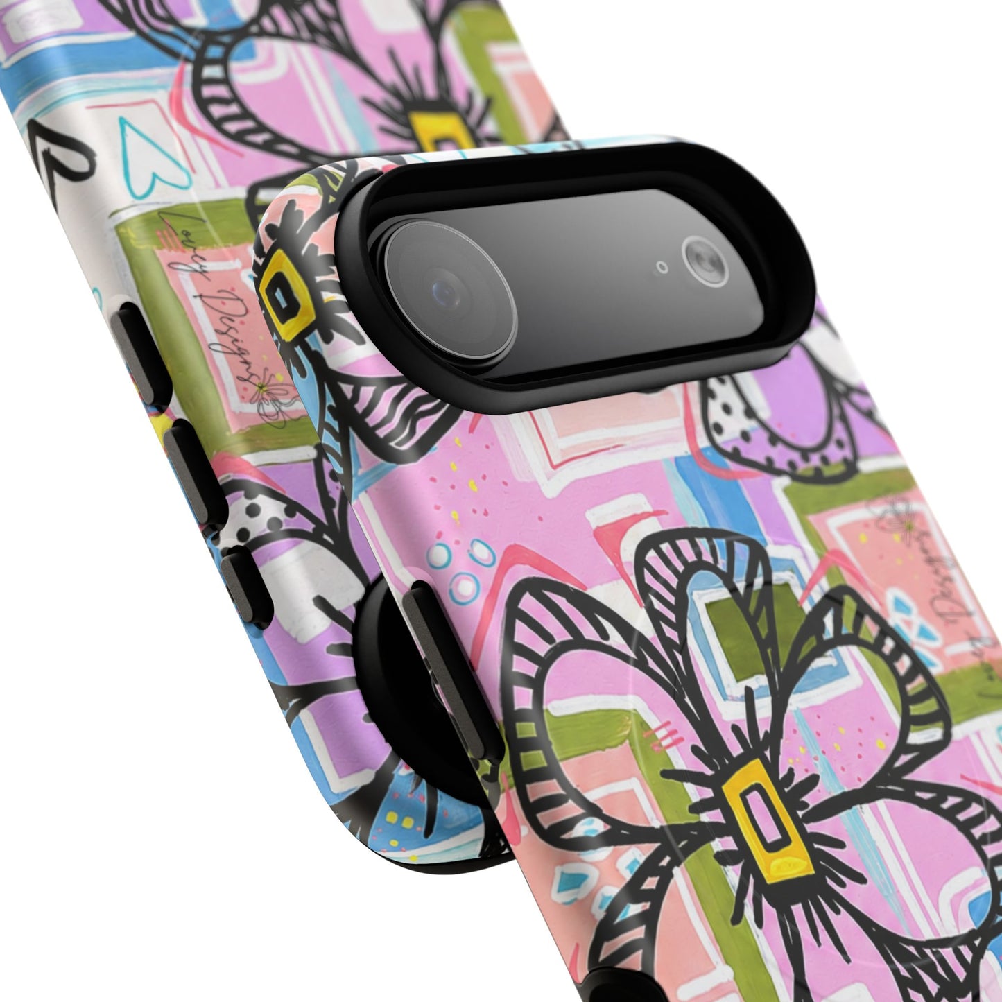 Floral Pop Tough Magnetic Phone Case — Pink Hand-Drawn Daisies