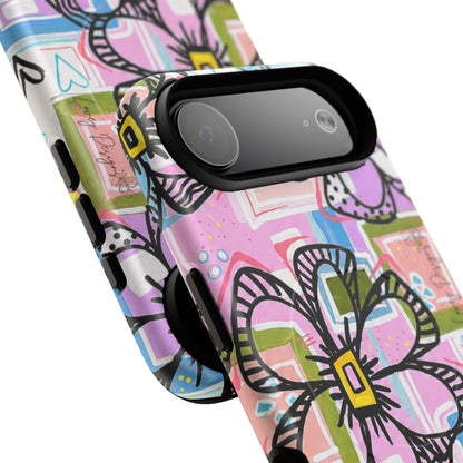 Floral Pop Tough Magnetic Phone Case — Pink Hand-Drawn Daisies