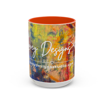Colorful Abstract Art Mug (11oz & 15oz) — Hand-Painted Vibe, Logo Accent