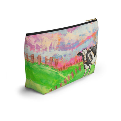 Cow Pasture Accessory Pouch — Colorful Farm Animal Makeup Bag