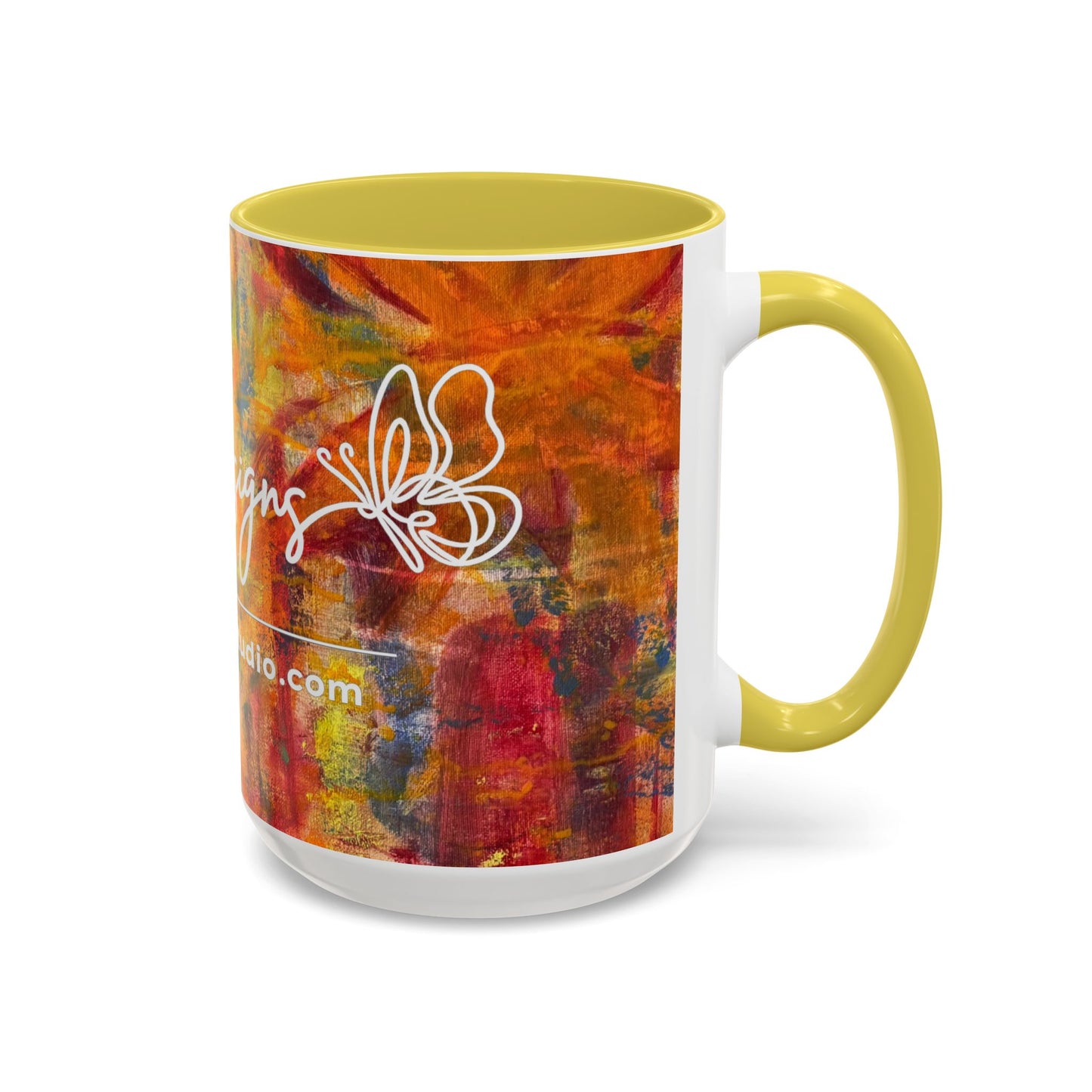 Colorful Abstract Art Mug (11oz & 15oz) — Hand-Painted Vibe, Logo Accent