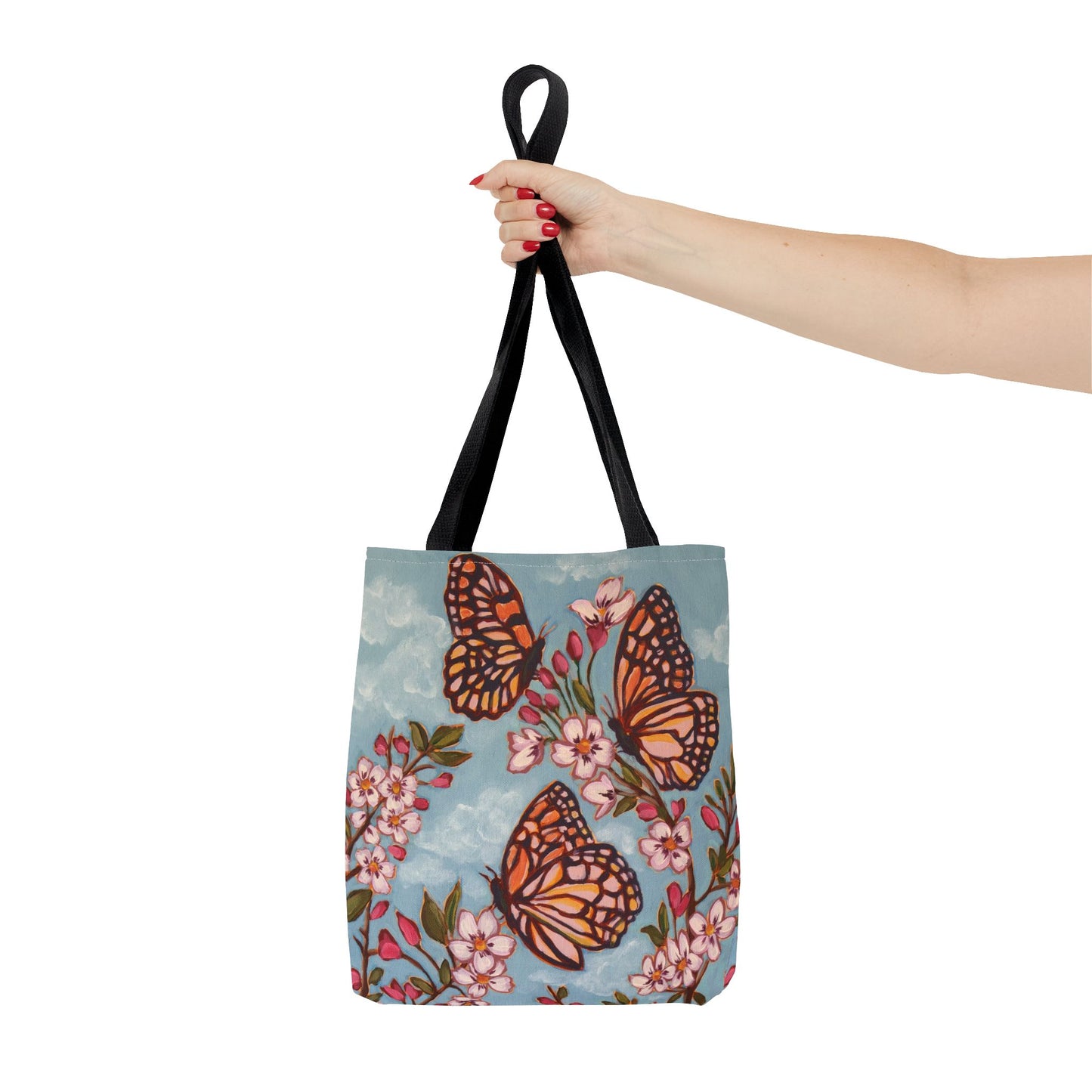 Monarch Blossom Tote Bag — Floral Butterfly All-Over Print