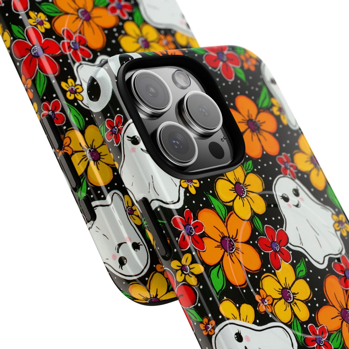 Halloween Floral Ghost Phone Case — Tough Magnetic Protective Cover