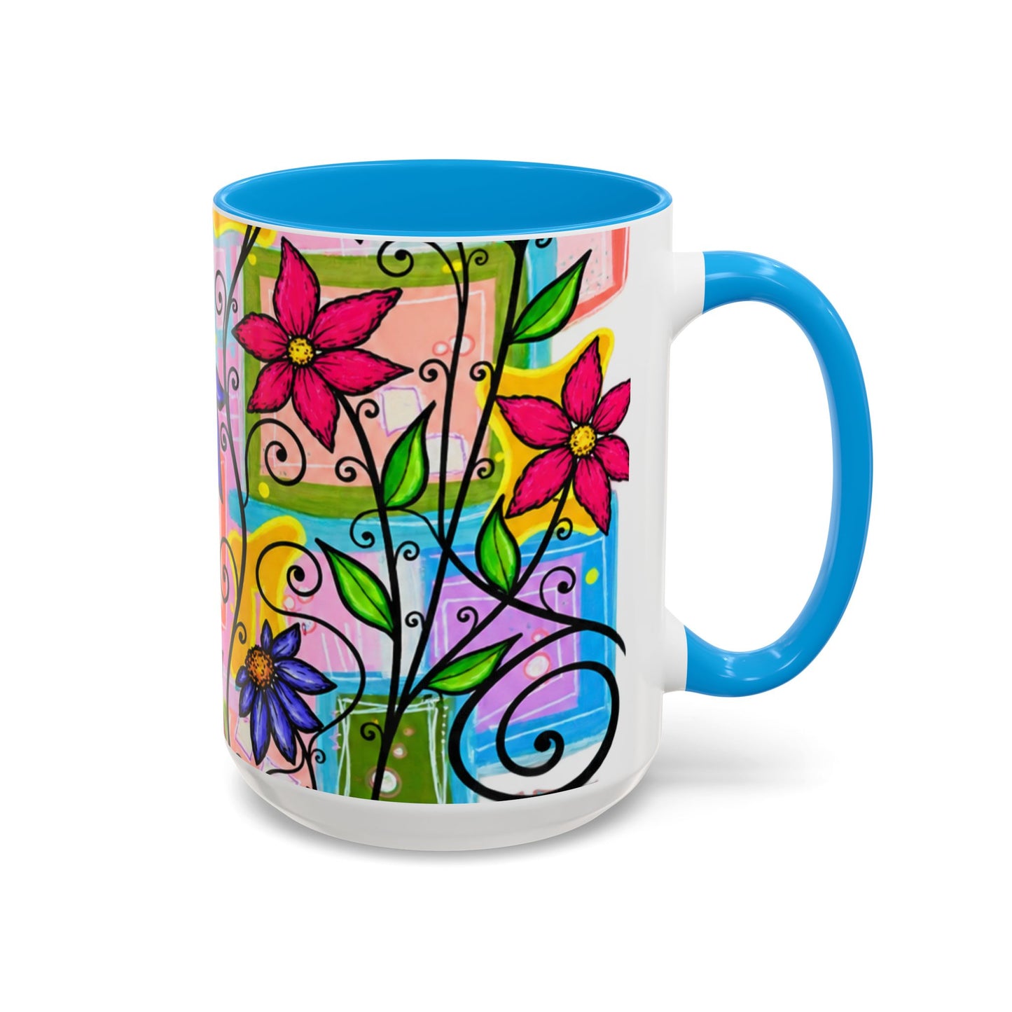 Colorful Floral Art Mug – Vibrant Hand-Painted Flowers (11oz, 15oz)