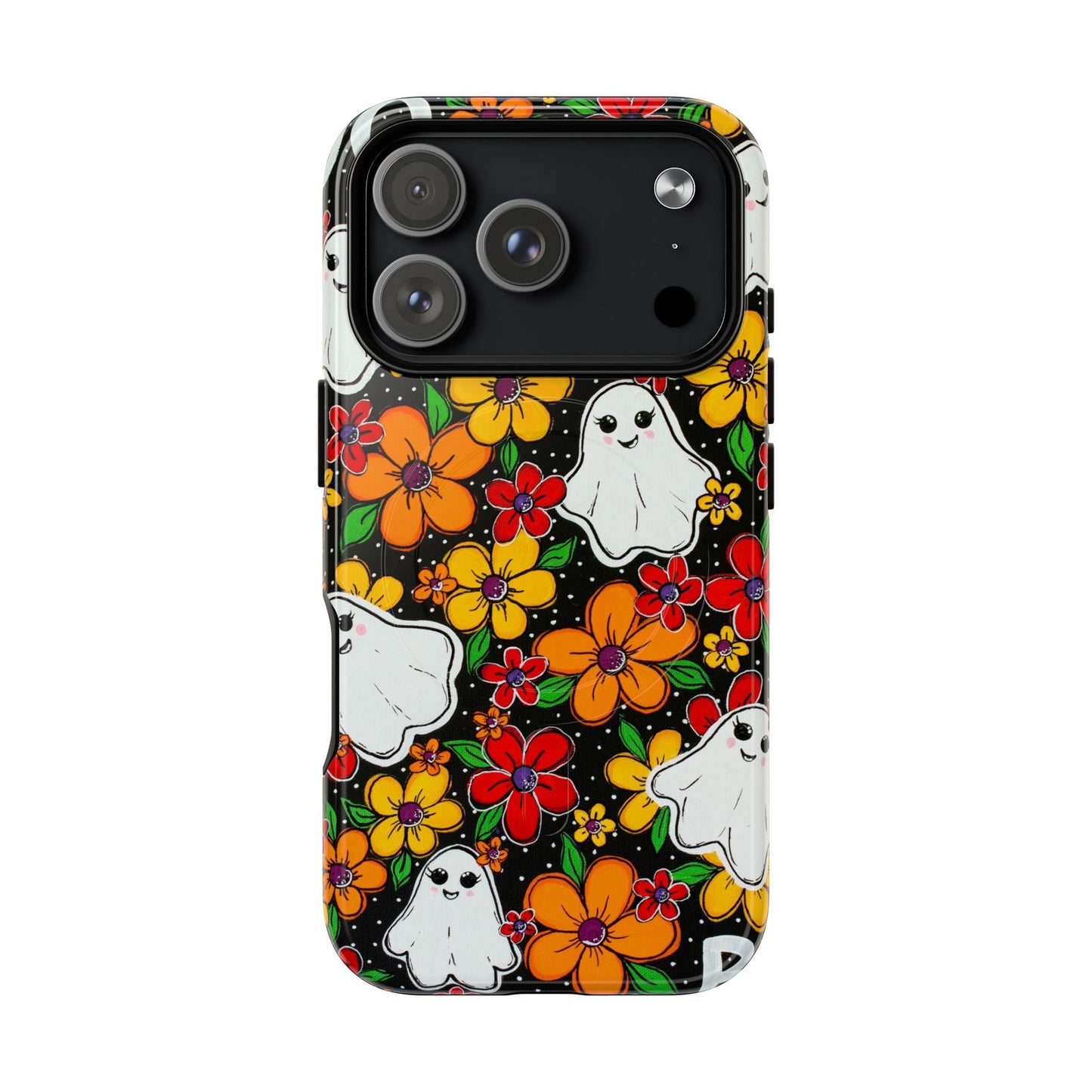 Halloween Floral Ghost Phone Case — Tough Magnetic Protective Cover