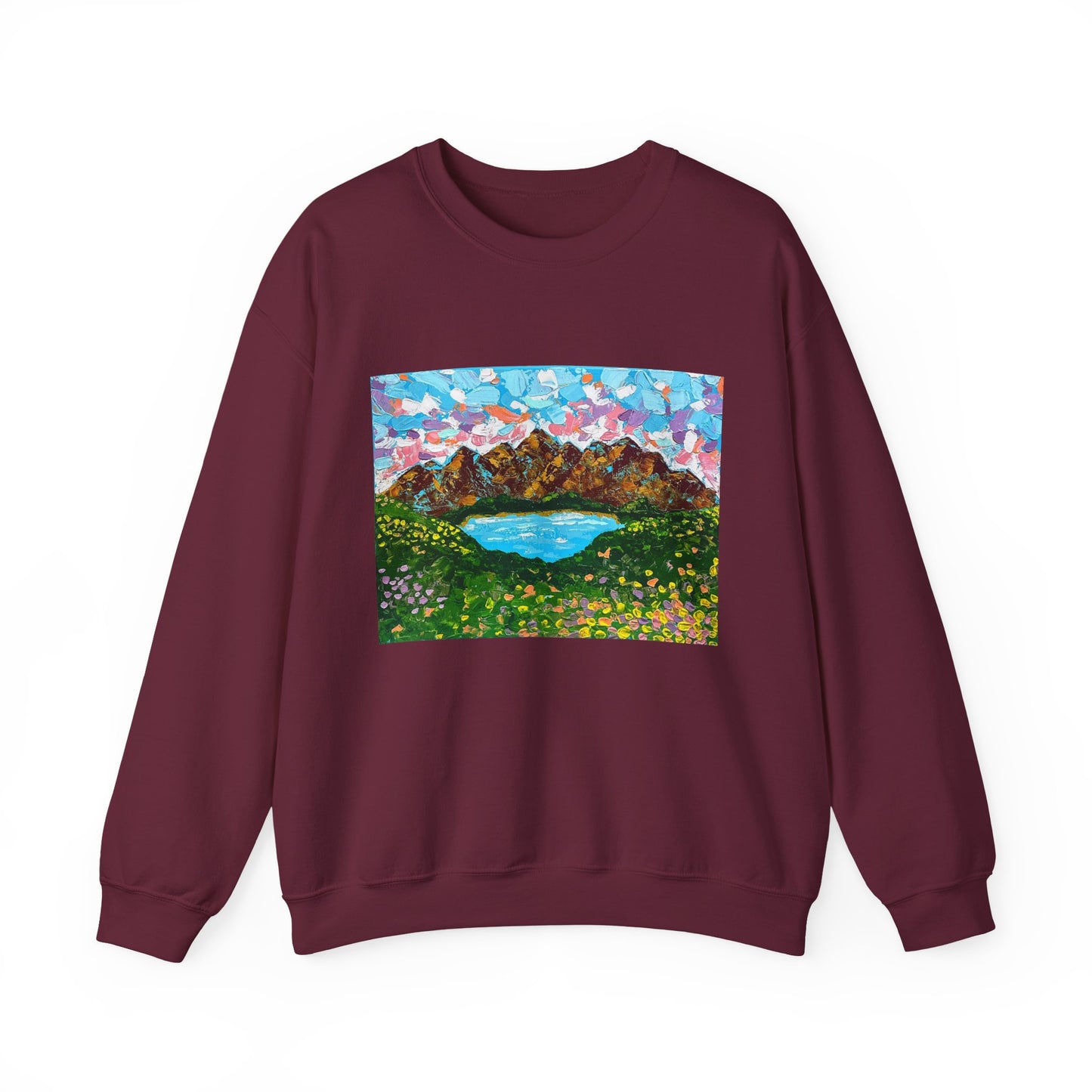 Colorful Mountain Landscape Sweatshirt - "Mountain Lullaby"