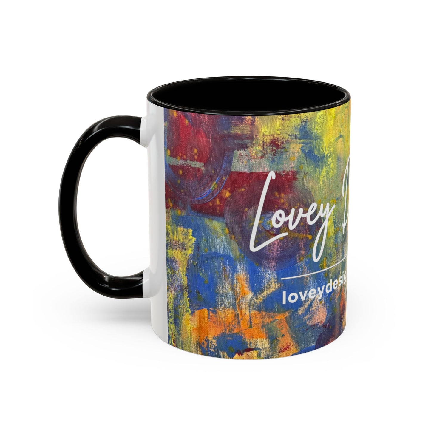 Colorful Abstract Art Mug (11oz & 15oz) — Hand-Painted Vibe, Logo Accent