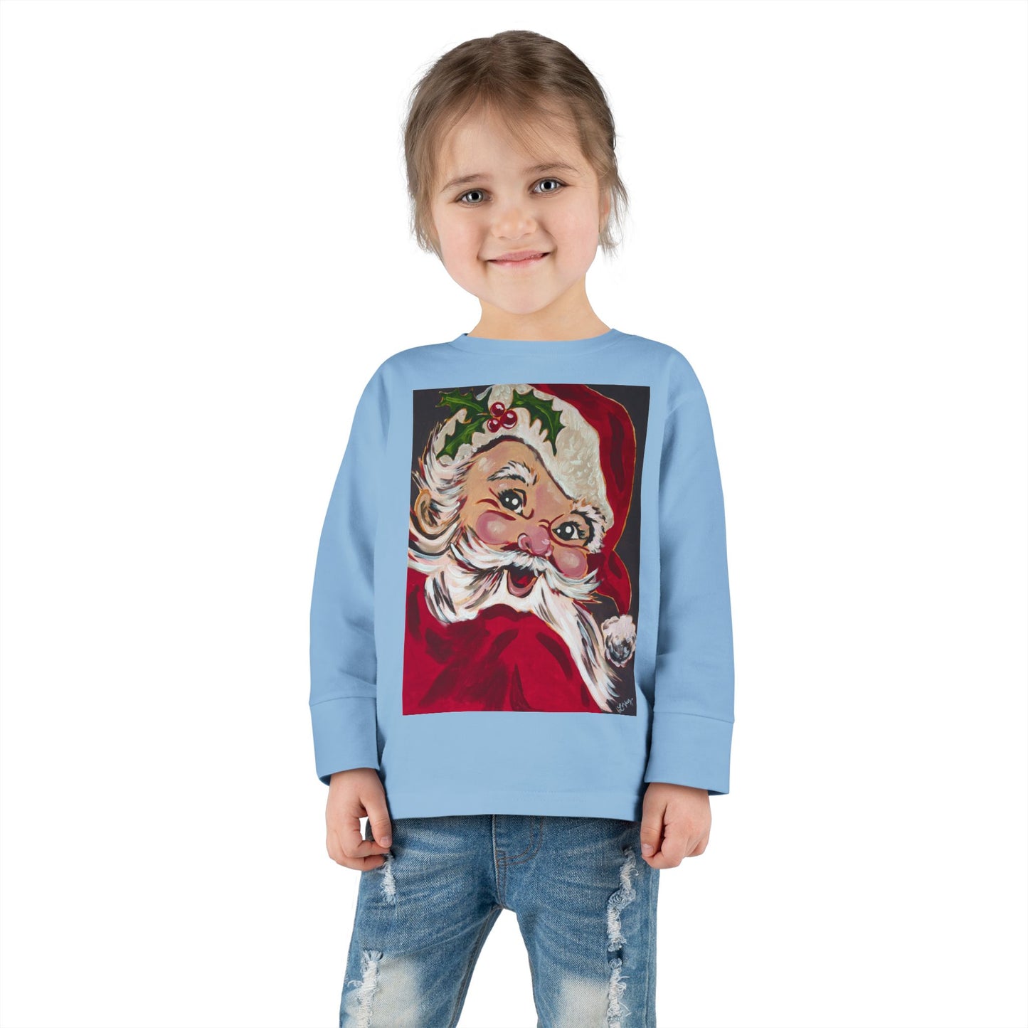 Vintage Santa Toddler Long Sleeve Tee — Kids Christmas Shirt