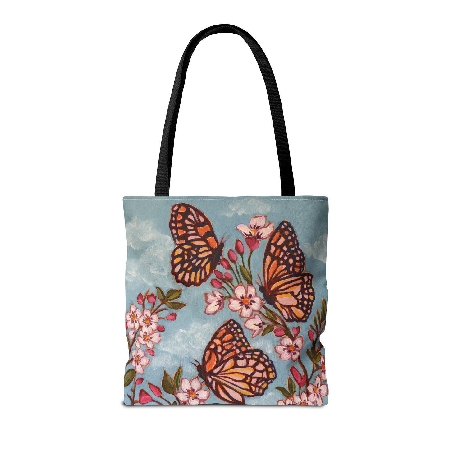 Monarch Blossom Tote Bag — Floral Butterfly All-Over Print