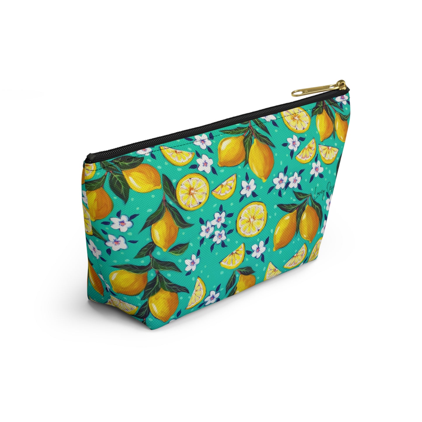Lemon Blossom Accessory Pouch — T‑Bottom Cosmetic Bag