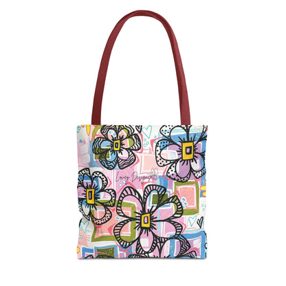 Floral Pop Art Tote Bag — Colorful Hand-Drawn Flowers AOP