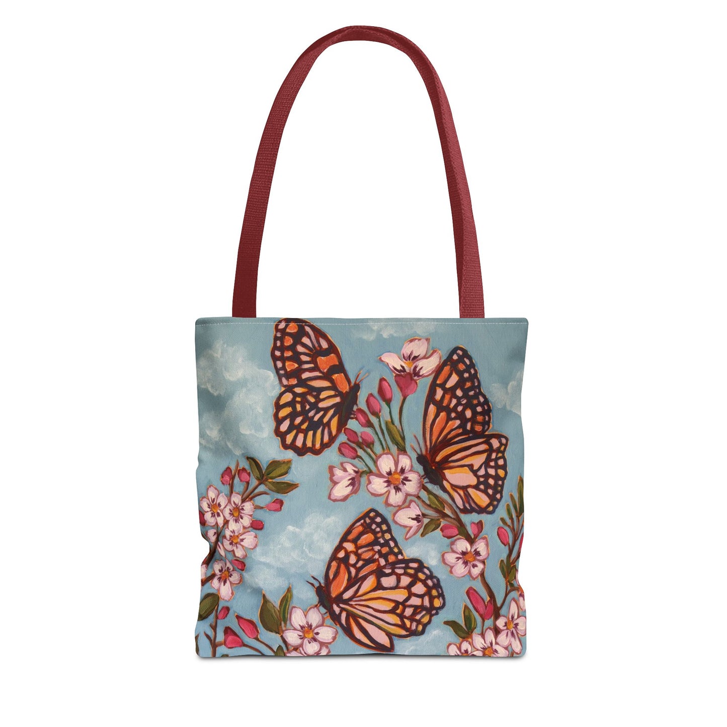 Monarch Blossom Tote Bag — Floral Butterfly All-Over Print