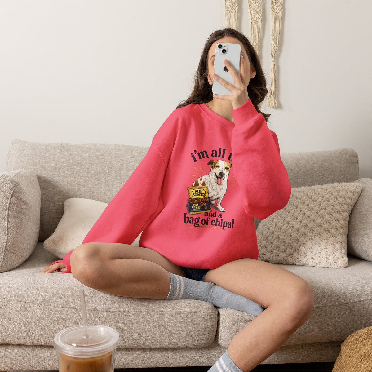 Dog Lover Sweatshirt - "I’m All That and a Bag of Chips" Cute Dog Graphic Crewneck