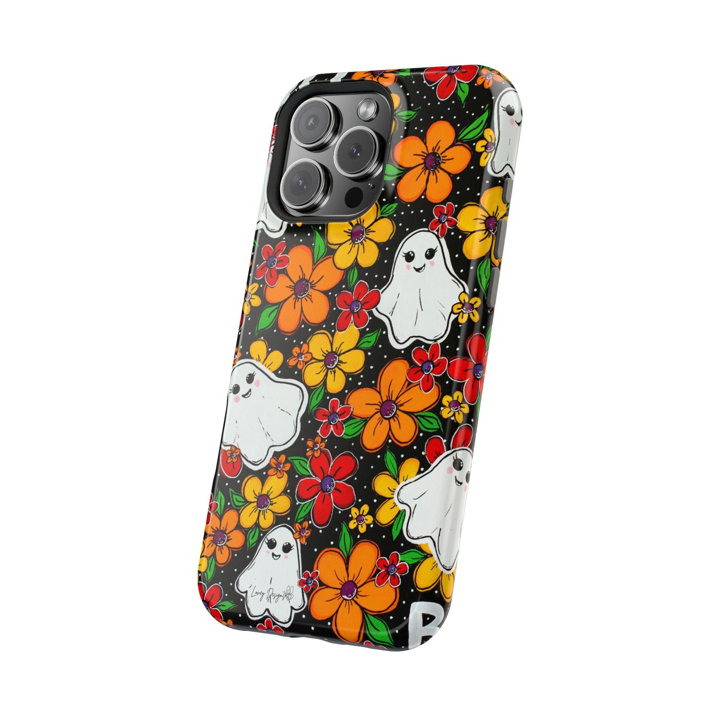 Halloween Phone Case with Ghosts and Flowers Design - Phone Case