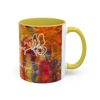 Colorful Abstract Art Mug (11oz & 15oz) — Hand-Painted Vibe, Logo Accent