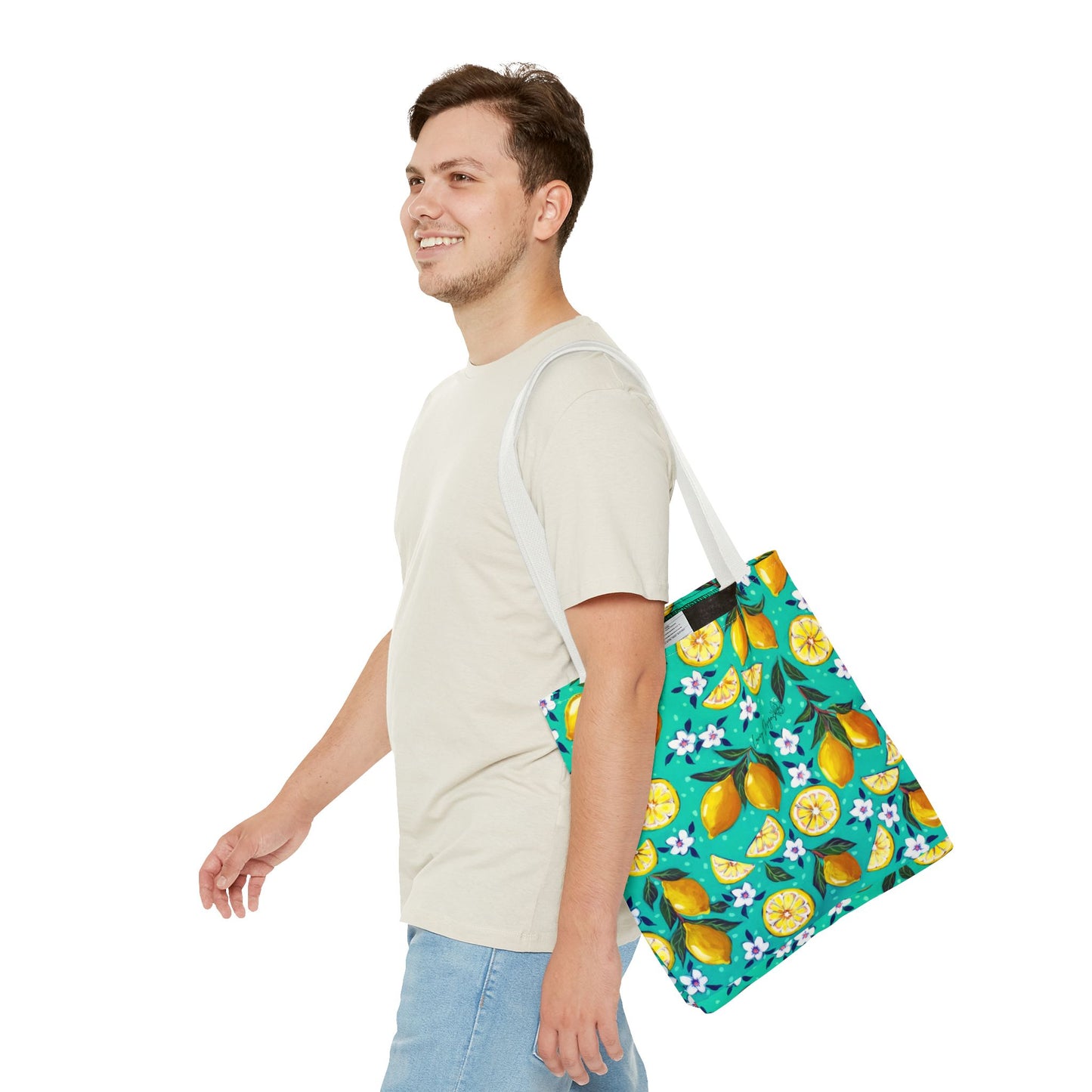 Lemon Blossom Tote Bag — Vibrant Citrus All-Over Print
