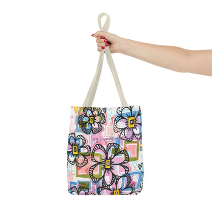 Floral Pop Art Tote Bag — Colorful Hand-Drawn Flowers AOP
