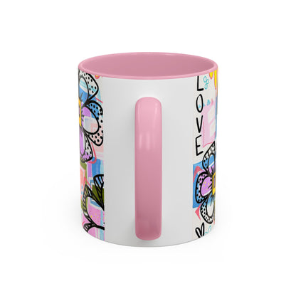 Colorful Floral Art Mug (11oz & 15oz) — Bright Hand-Drawn Flowers, Funky Pastel Coffee Cup