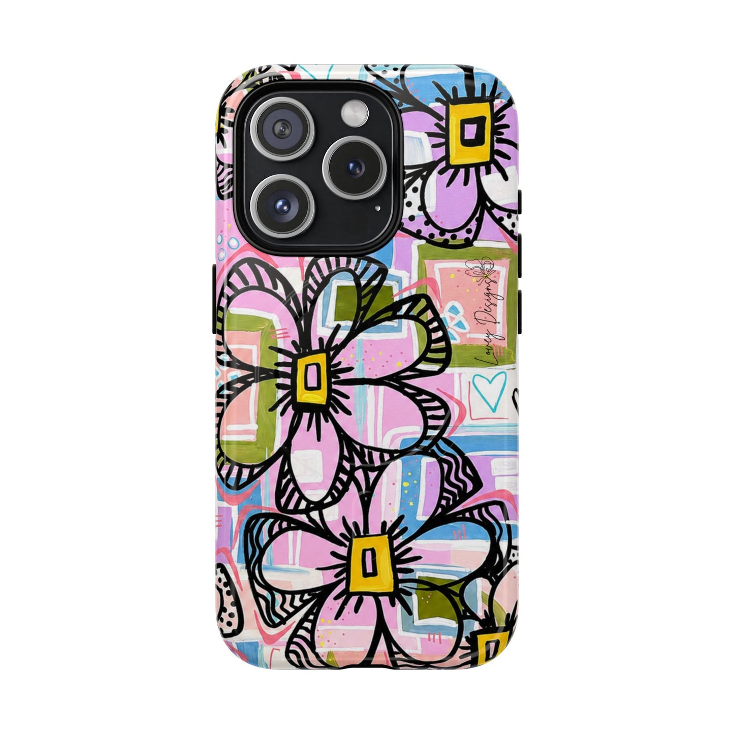 Floral Pop Tough Magnetic Phone Case — Pink Hand-Drawn Daisies
