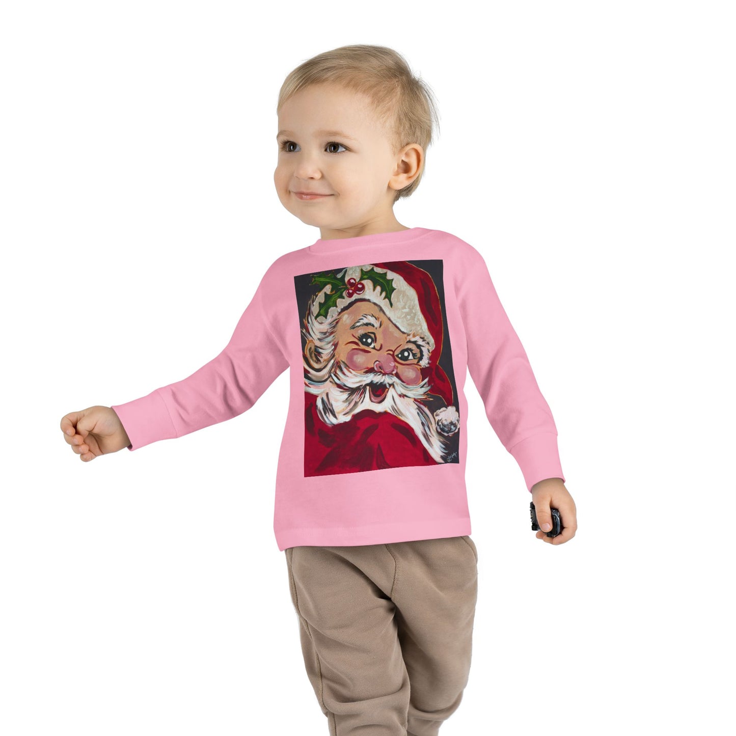 Vintage Santa Toddler Long Sleeve Tee — Kids Christmas Shirt