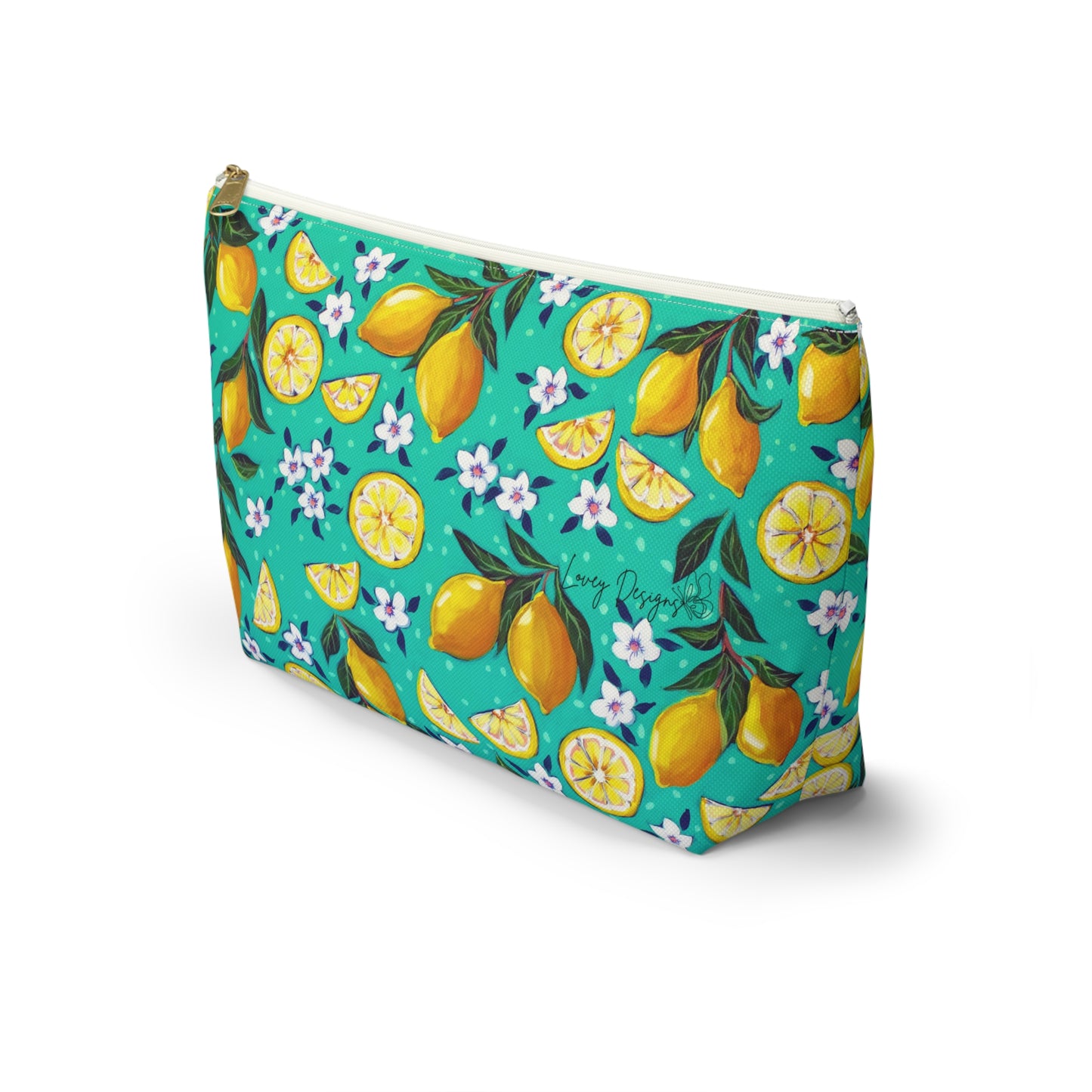 Lemon Blossom Accessory Pouch — T‑Bottom Cosmetic Bag