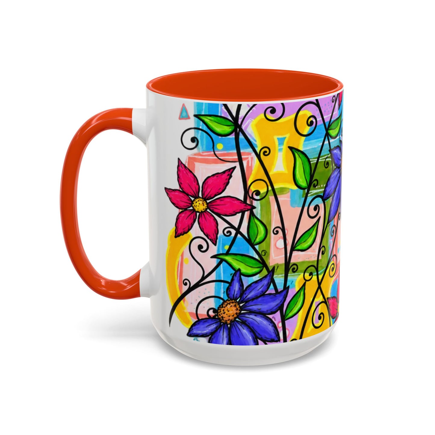 Colorful Floral Art Mug – Vibrant Hand-Painted Flowers (11oz, 15oz)