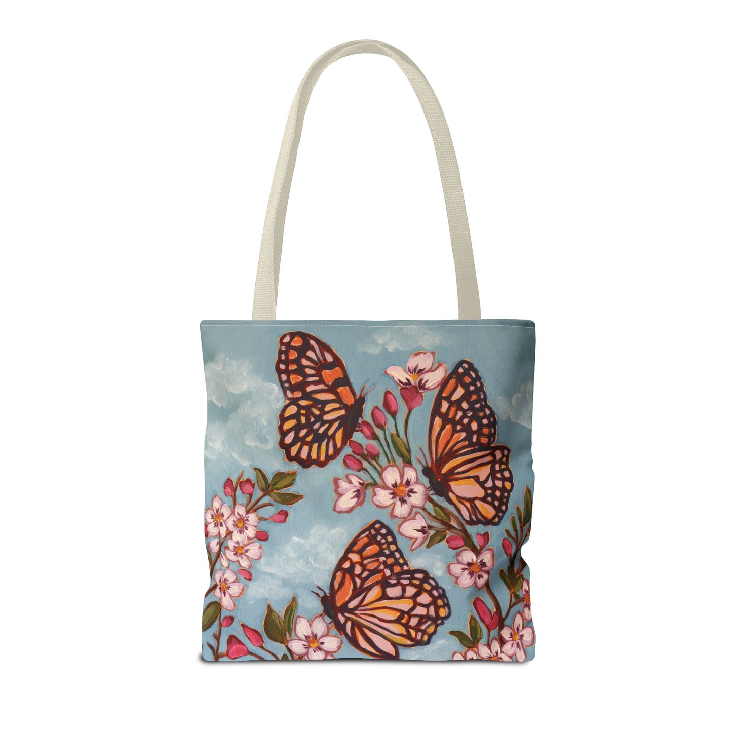 Monarch Blossom Tote Bag — Floral Butterfly All-Over Print
