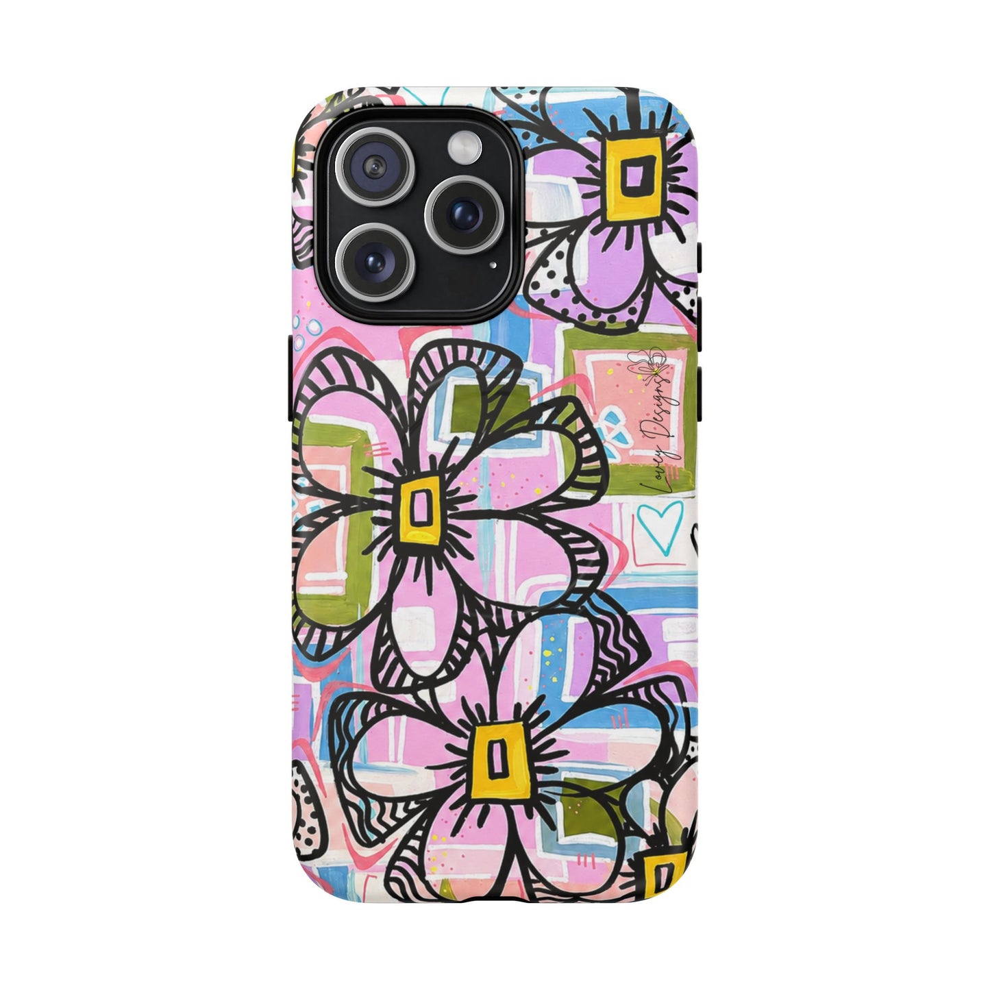 Floral Pop Tough Magnetic Phone Case — Pink Hand-Drawn Daisies