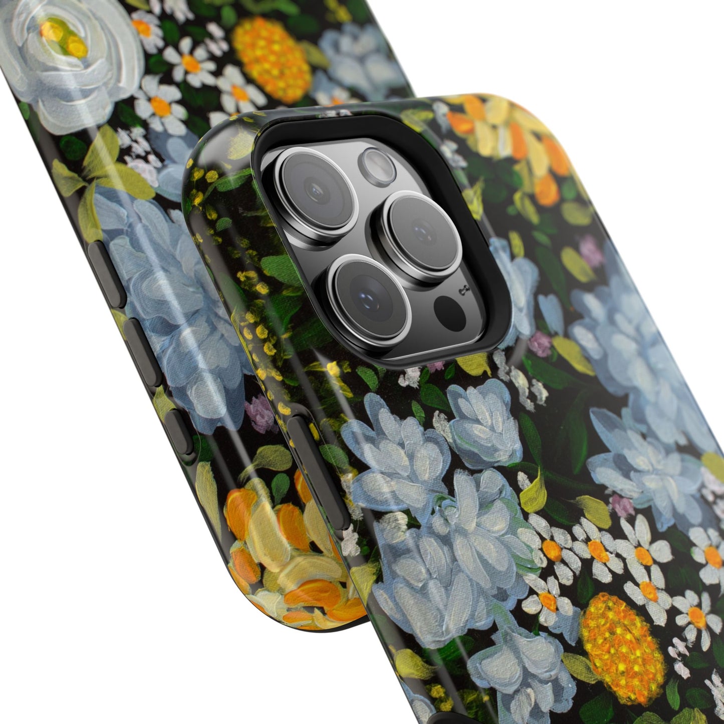iPhone 16 & iPhone 17 Case - Midnight Garden Floral Design - Magnetic Impact-Resistant
