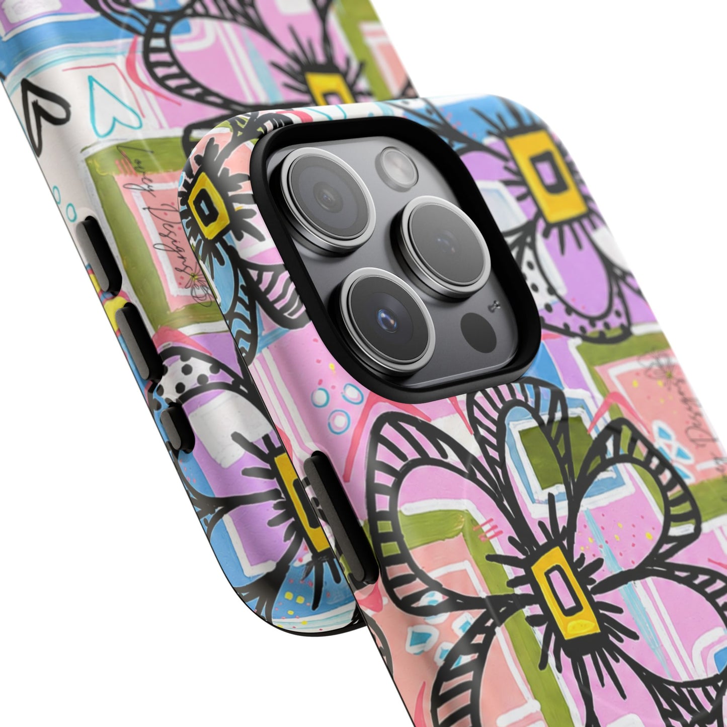 Floral Pop Tough Magnetic Phone Case — Pink Hand-Drawn Daisies
