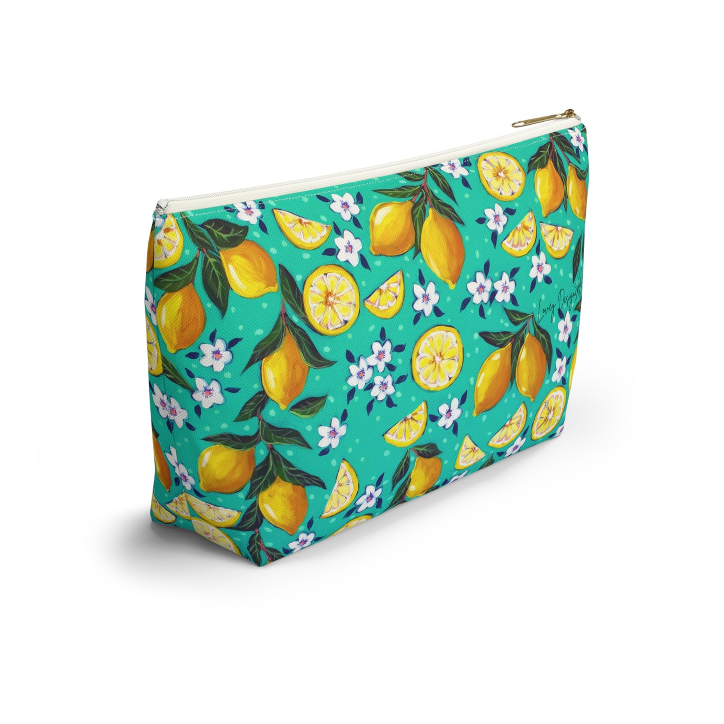 Lemon Blossom Accessory Pouch — T‑Bottom Cosmetic Bag
