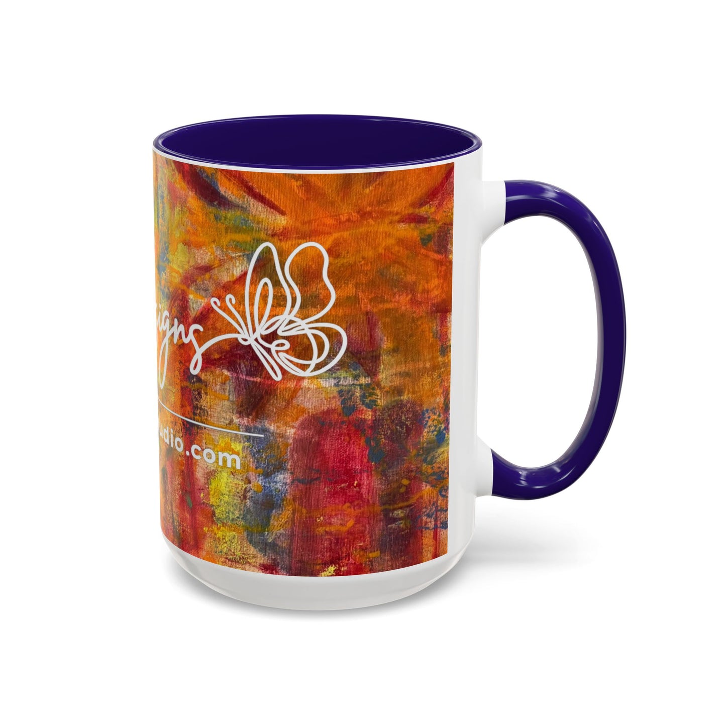 Colorful Abstract Art Mug (11oz & 15oz) — Hand-Painted Vibe, Logo Accent