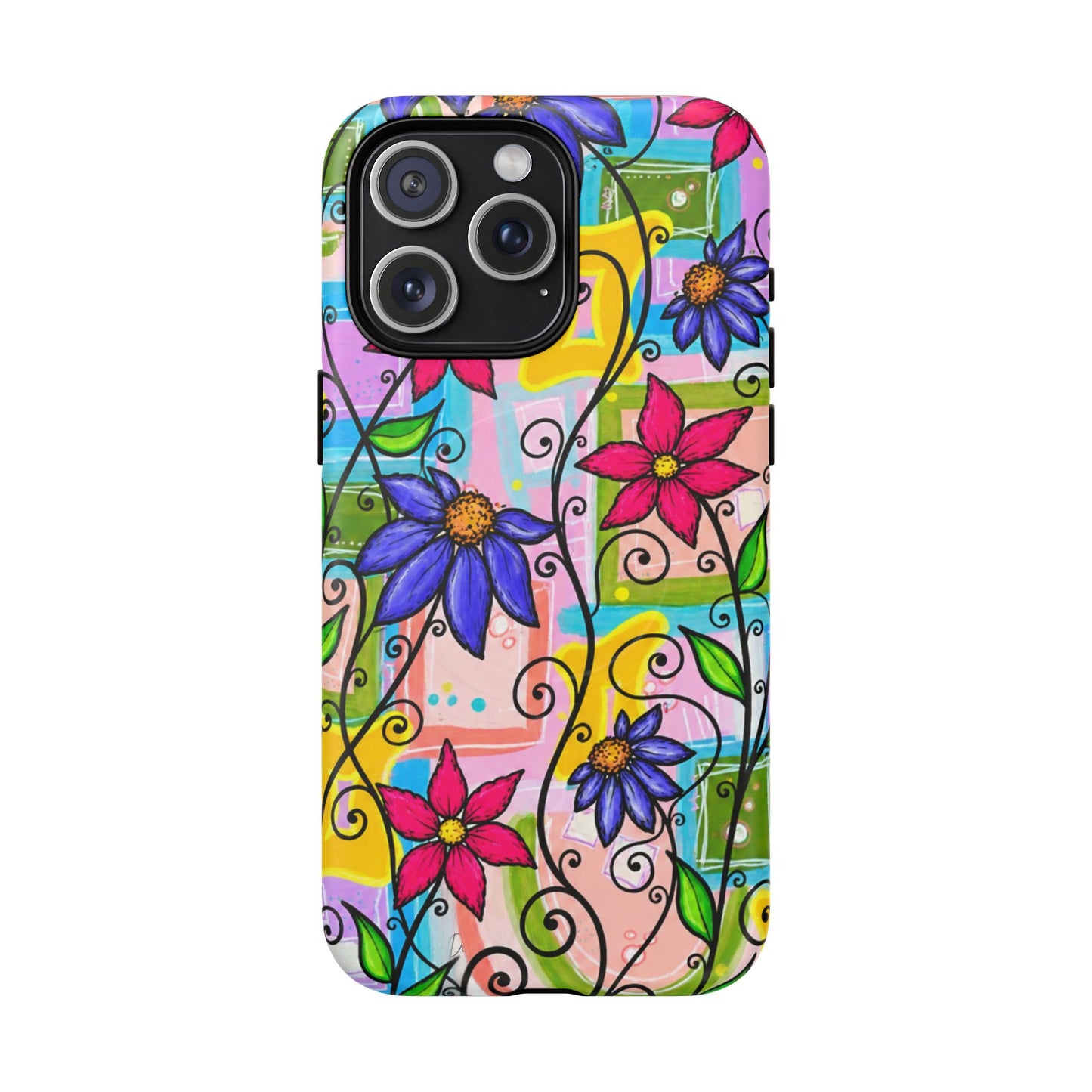 Magnetic Tough Phone Case — Colorful Floral Swirl Design