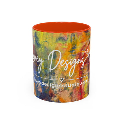 Colorful Abstract Art Mug (11oz & 15oz) — Hand-Painted Vibe, Logo Accent
