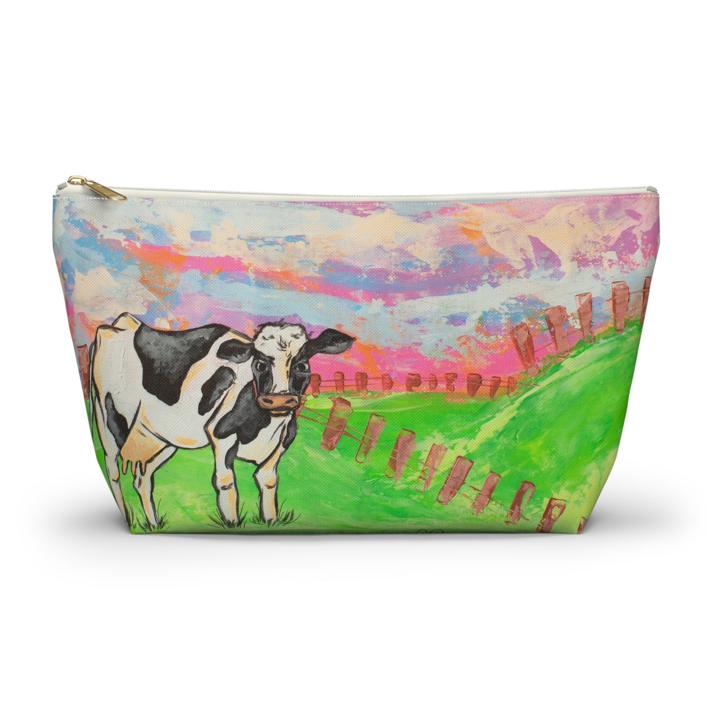 Cow Pasture Accessory Pouch — Colorful Farm Animal Makeup Bag