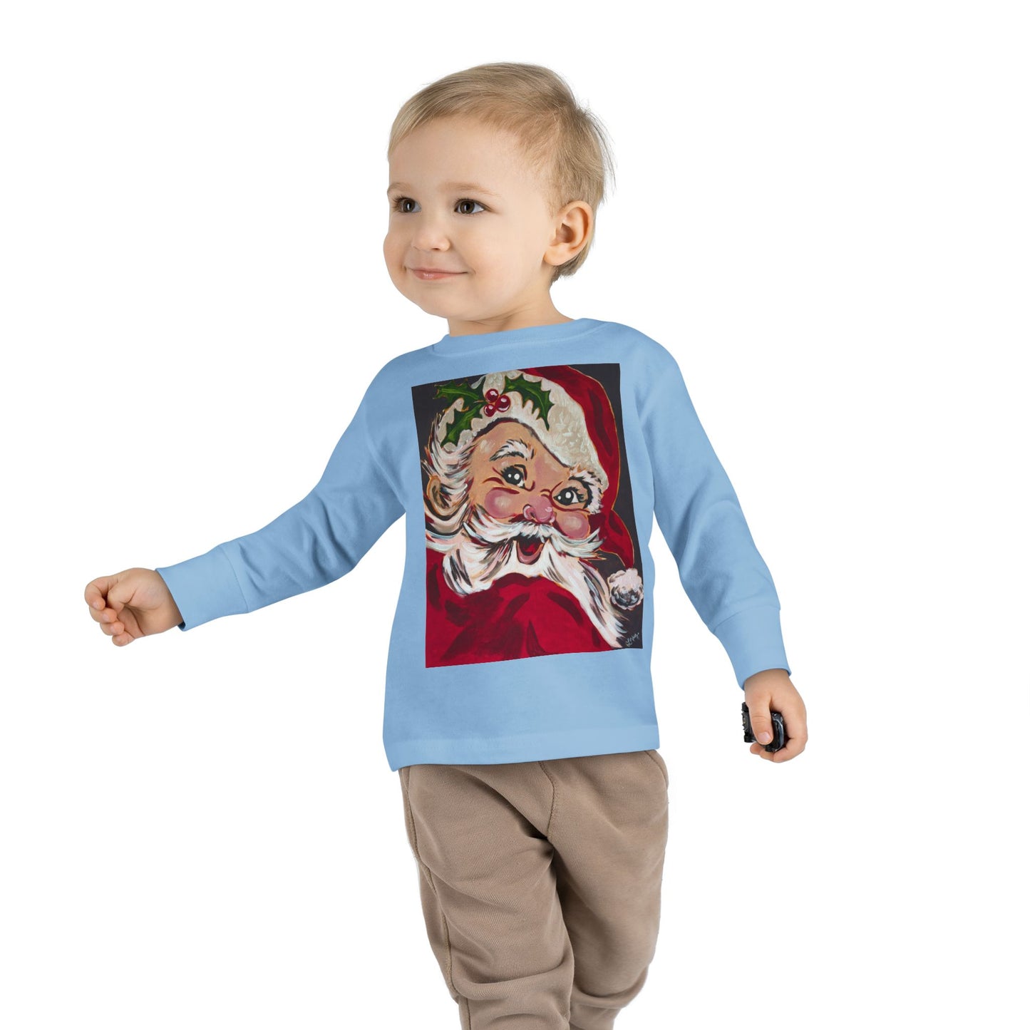 Vintage Santa Toddler Long Sleeve Tee — Kids Christmas Shirt