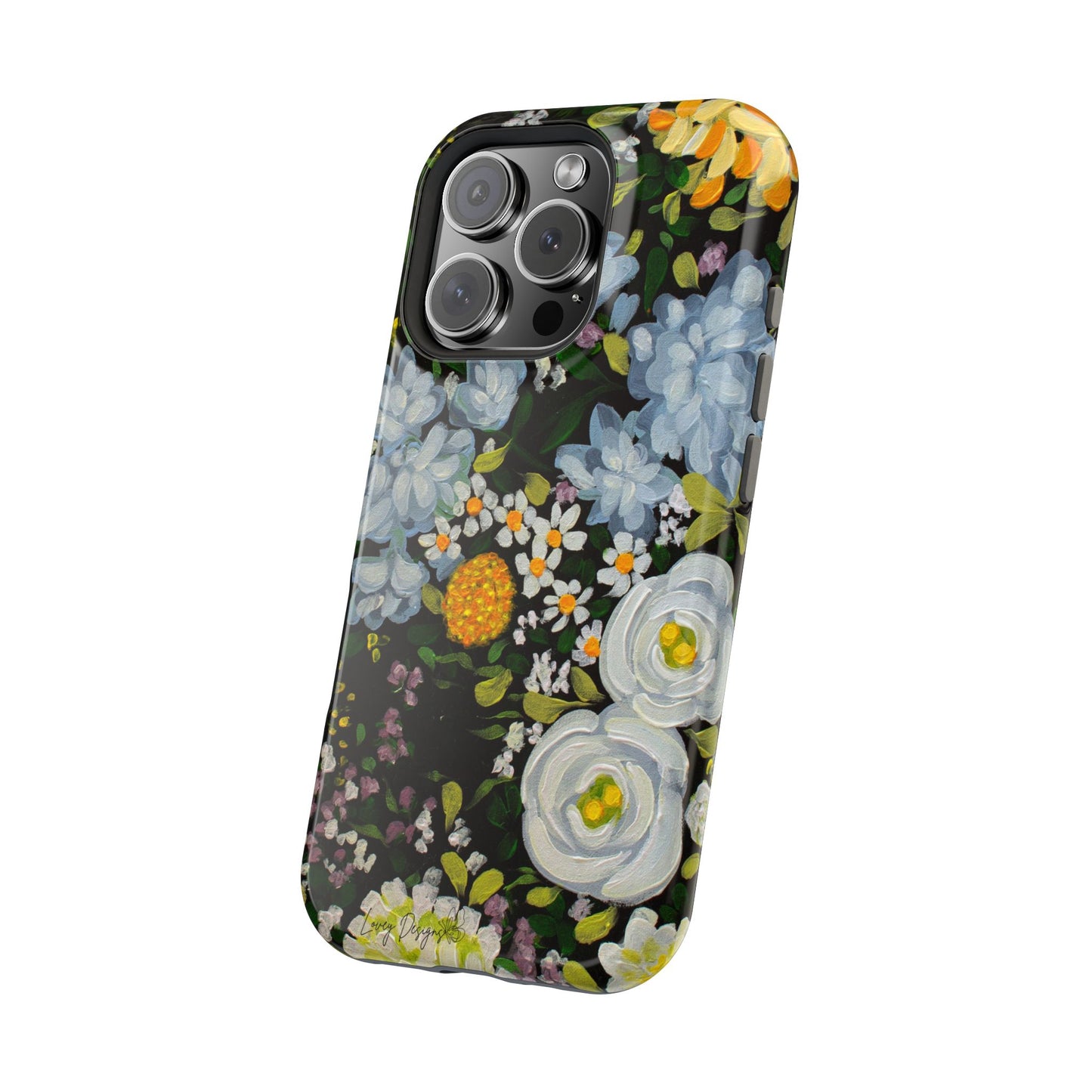iPhone 16 & iPhone 17 Case - Midnight Garden Floral Design - Magnetic Impact-Resistant