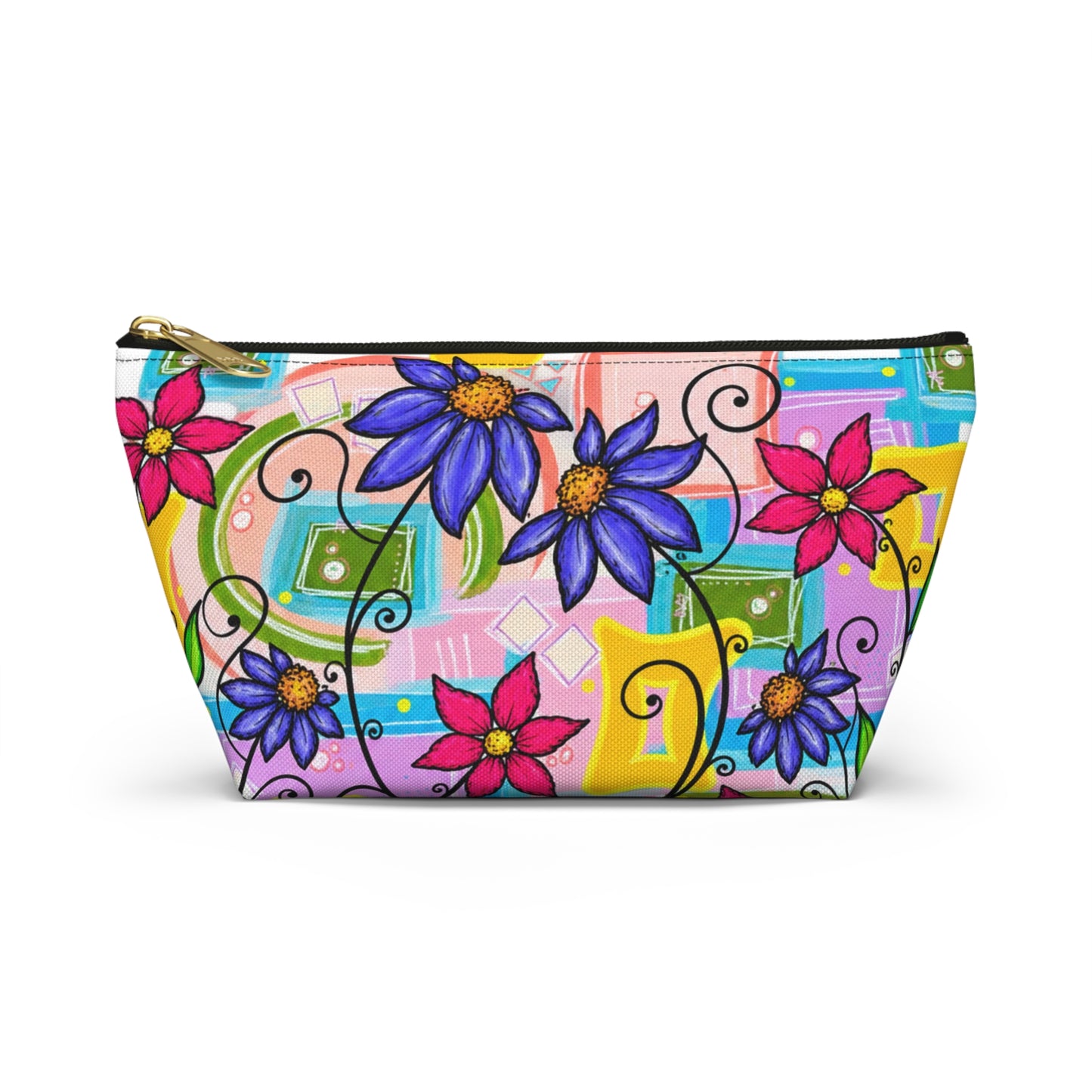 Colorful Floral Accessory Pouch — T‑Bottom Makeup & Travel Organizer