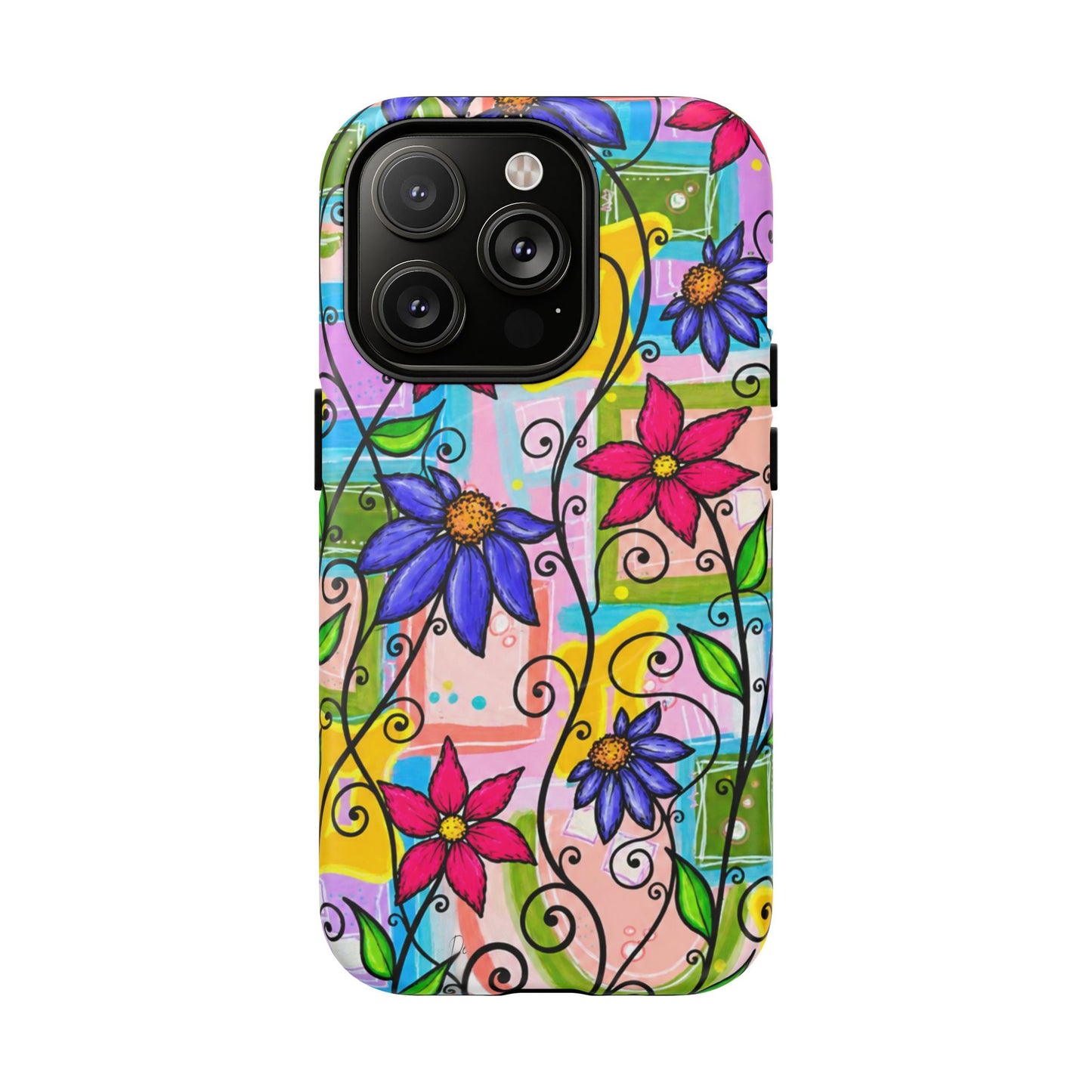 Magnetic Tough Phone Case — Colorful Floral Swirl Design