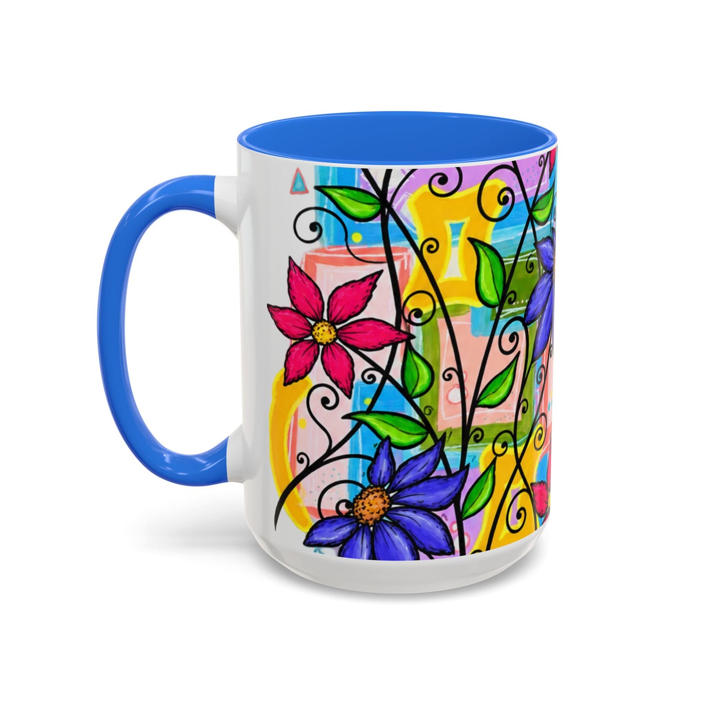 Colorful Floral Art Mug – Vibrant Hand-Painted Flowers (11oz, 15oz)